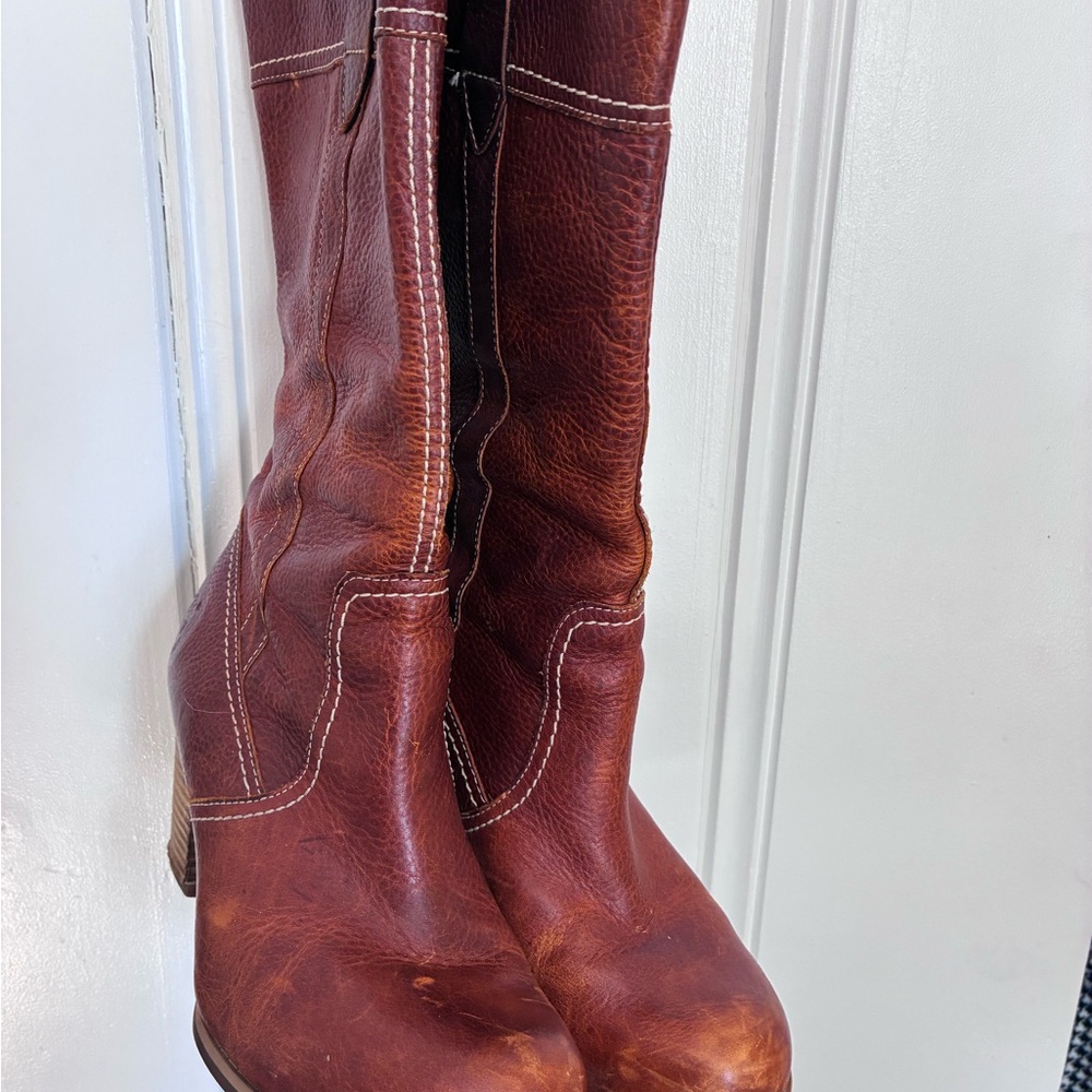Timberland Rustic Brown Mid-Calf Heeled Western Boots - Picture 3 of 10